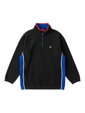 Fila Vintage Quarter Zip Fleece Sweater Men’s XL‎ Black Red Blue